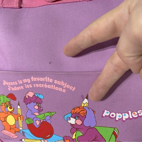 Vintage 1986 American Greetings Popples Pink Purple Childs Mini Tote Bag Purse - Picture 9 of 16